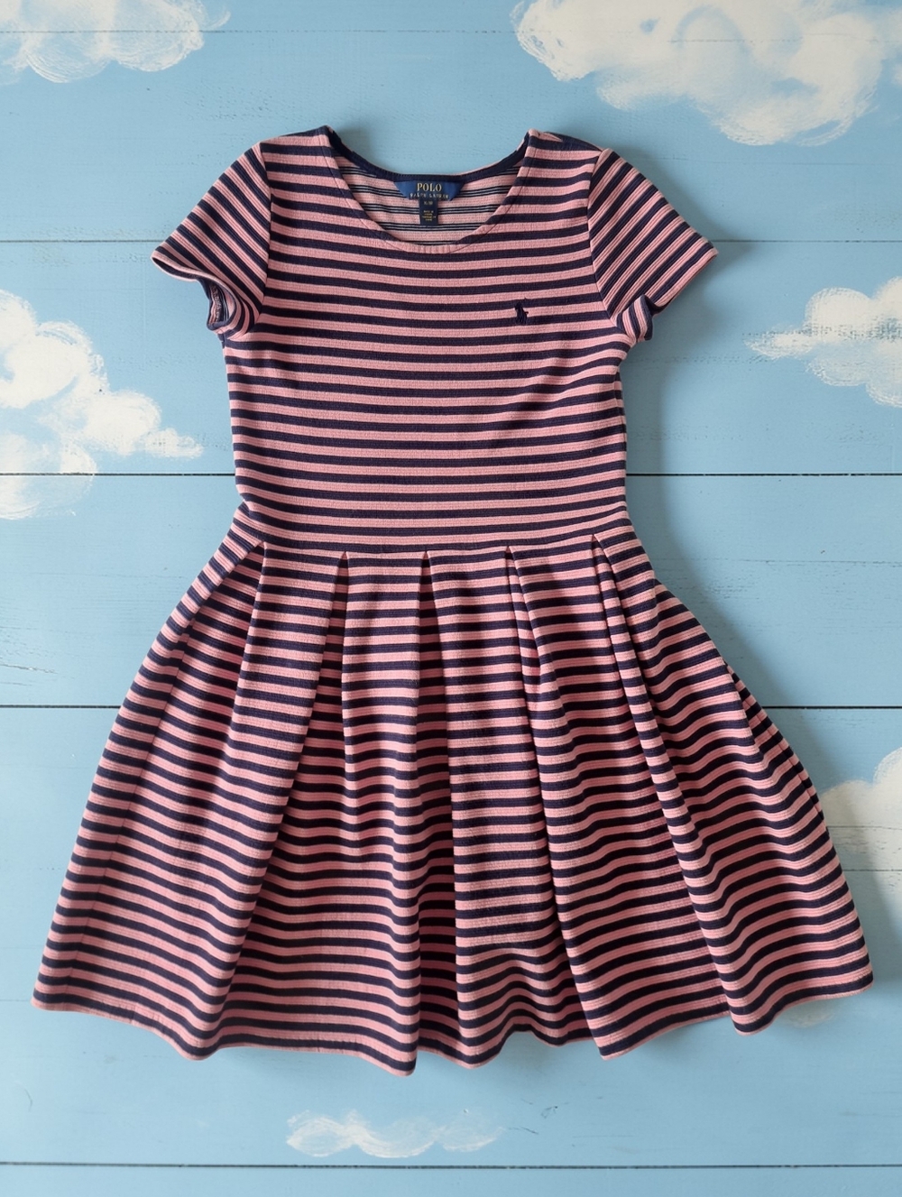 Polo by Ralph Lauren Pink & Navy Striped Girls' Fit-and-Flare Dress